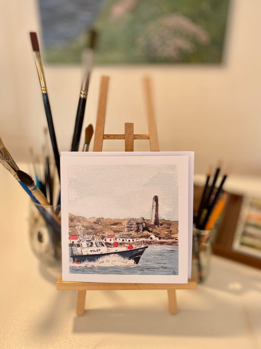 The Pilot Boat Passing The Round Tower At Scattery Island, Kilrush